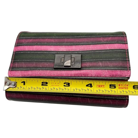 Safe Keeper Womens Wallet Pink Black Stripe Cards ID Money 5.5" x 3.5" - Picture 9 of 10